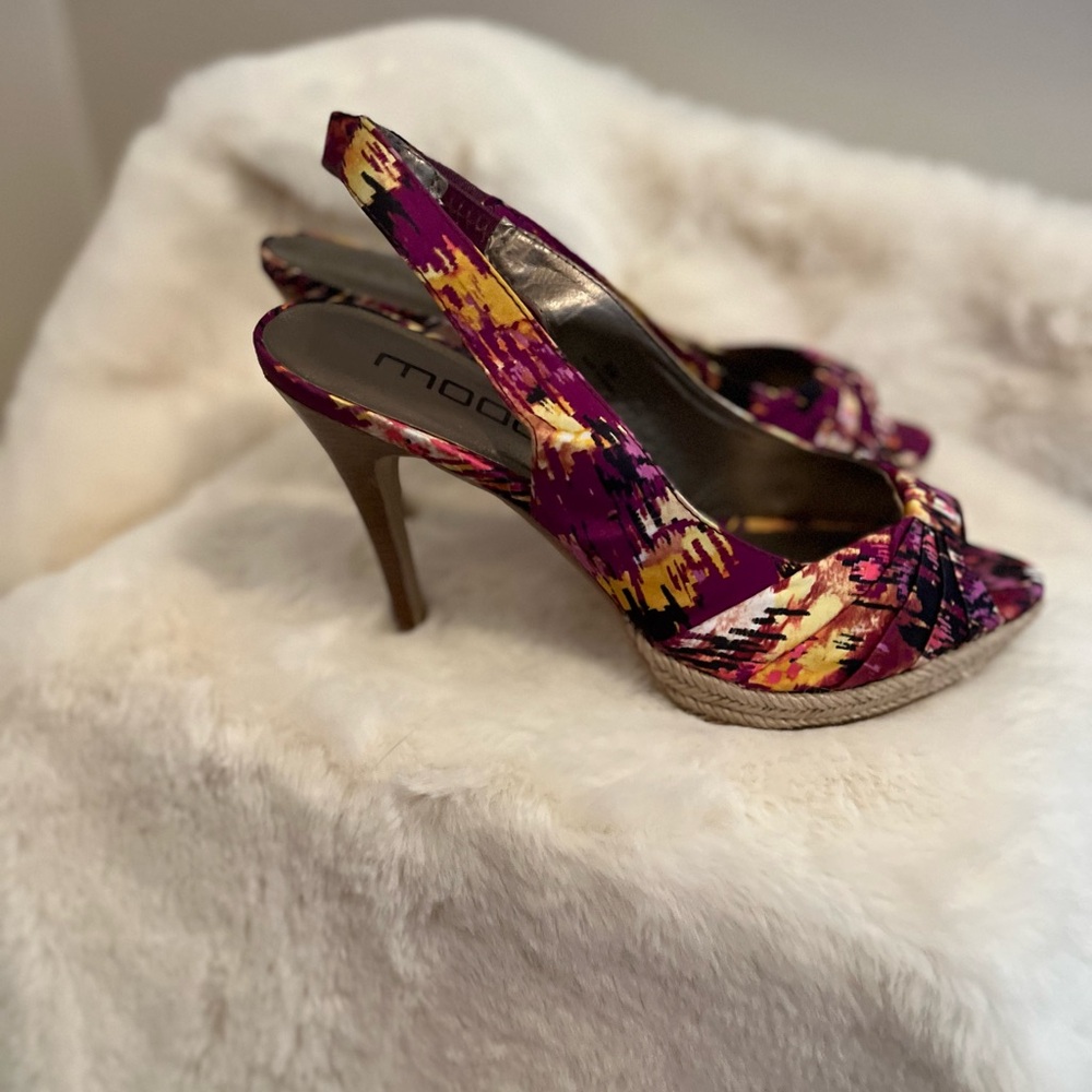 MODA Slingback Peep-Toe Heels - Multi-Color - Size 8.5 - Picture 11 of 13